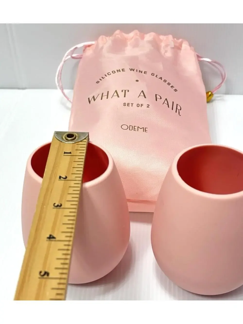 Odeme Silicone Wine Glasses Set of 2 Pink What A Pair Stemless Unbreakable NEW